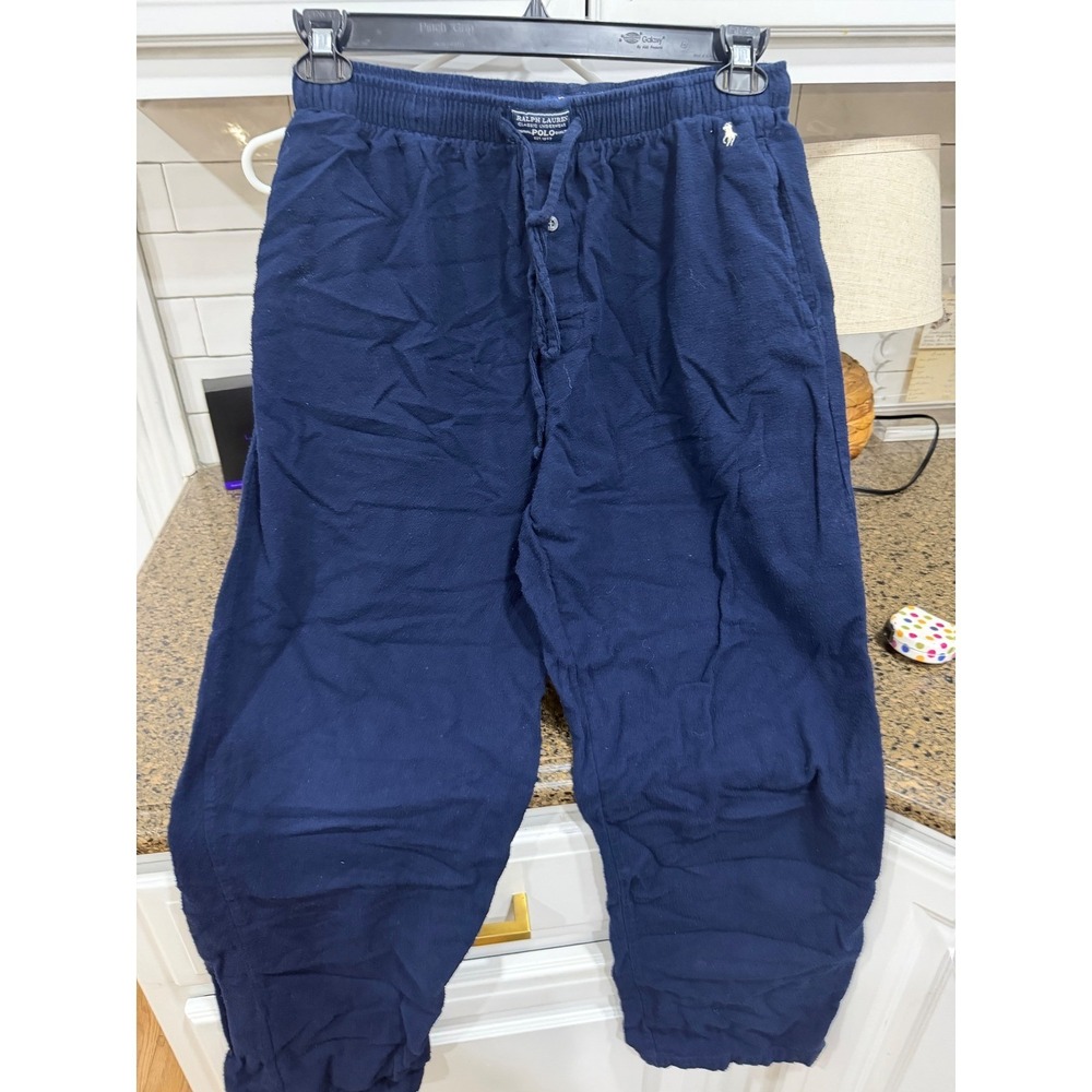 Polo Ralph Lauren Mens Navy Blue Cotton Flannel Pajama Pants Sleep Lounge Medium